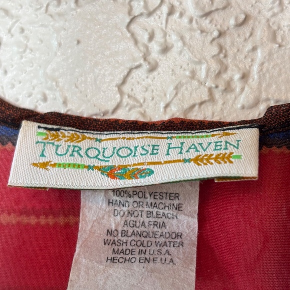 Turquoise Haven Red Black Native American Print Kimono Duster Women's Si… - Picture 11 of 11